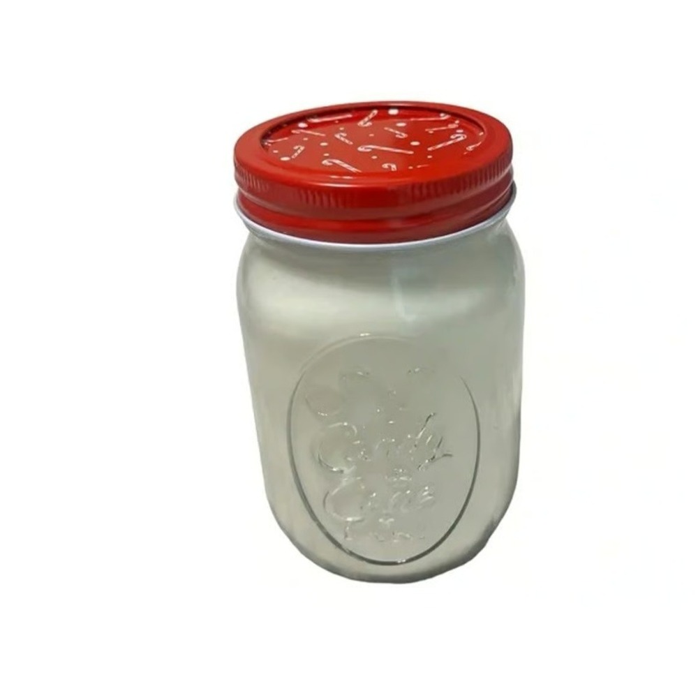 Candy Cane Scented Candle Handmade 15 oz Christmas Embossed Glass Mason Jar A63
